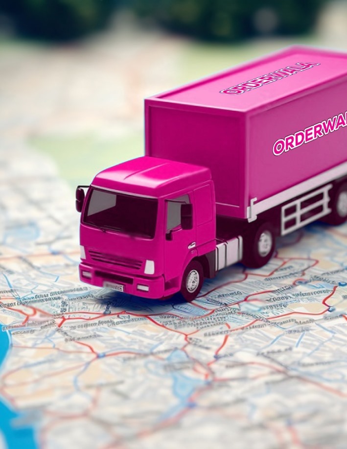 Blue truck on a map